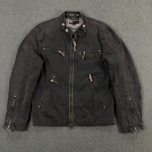 Diesel Jacket Mens Small Black Cotton Moto Cafe Racer Band Collar Biker Grunge